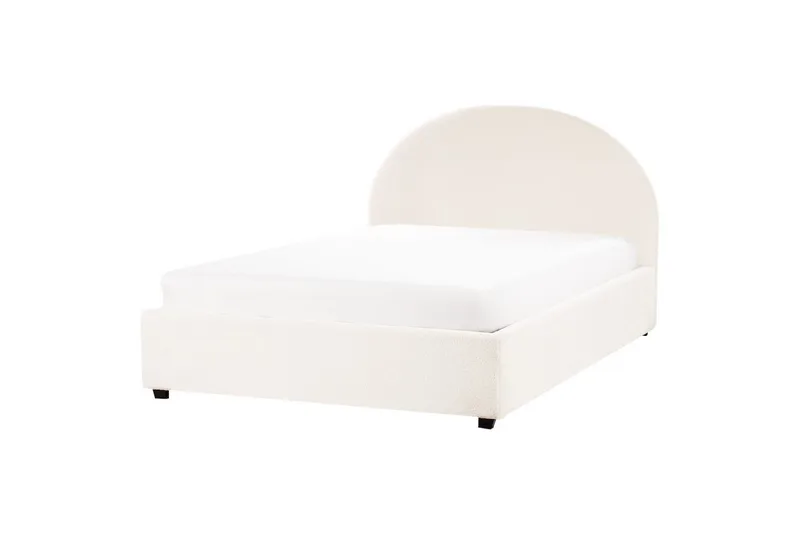 Dubbelsäng Beliani Vaucluse med förvaring Beige, 160x200 cm, Polyester White 140x200 - Møbler - Senge - Seng med opbevaring