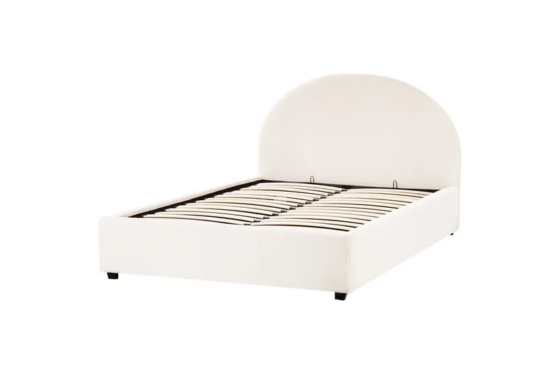 Dubbelsäng Beliani Vaucluse med förvaring Beige, 160x200 cm, Polyester White 140x200 - Møbler - Senge - Seng med opbevaring