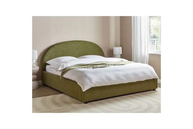 Dubbelsäng Beliani Vaucluse med förvaring Beige, 160x200 cm, Polyester Green 180x200 - Møbler - Senge - Seng med opbevaring