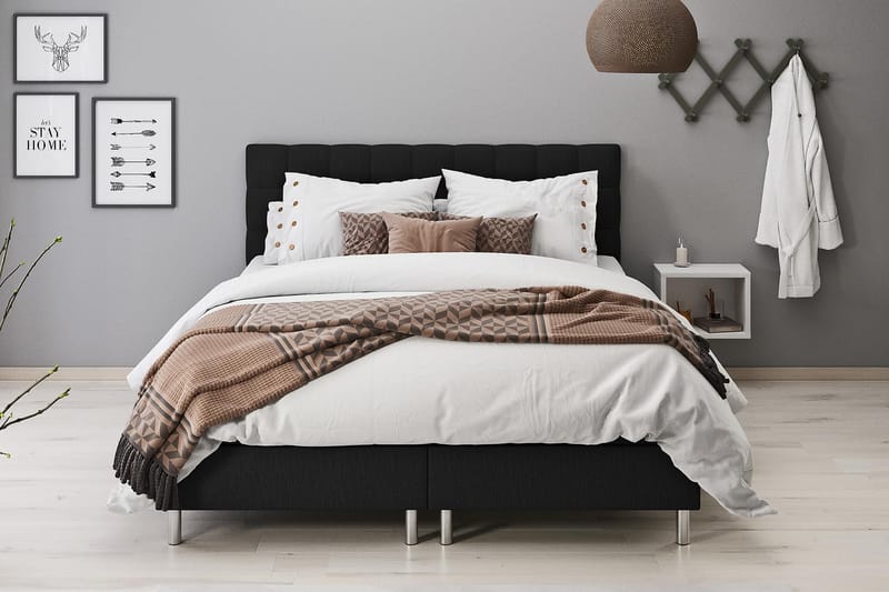 Montana Dobbeltseng med Opbevaring 160x200 cm - Sort - Møbler - Senge - Komplet sengepakke