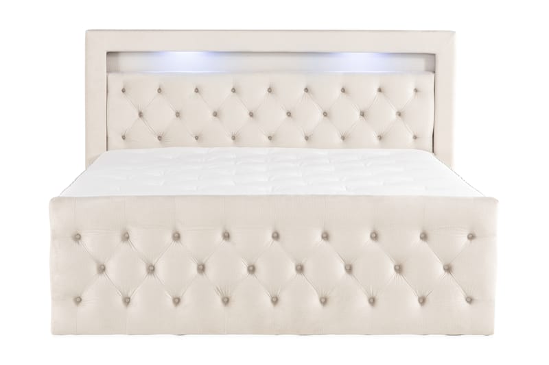 Francisco Komplet Sengpakke med løfteopbevaring LED-belysning 180x200 - Beige - Møbler - Senge - Seng med opbevaring