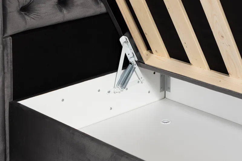 Francisco Komplet Sengpakke med løfteopbevaring LED-belysning 180x200 - Mørkegrå - Møbler - Senge - Seng med opbevaring