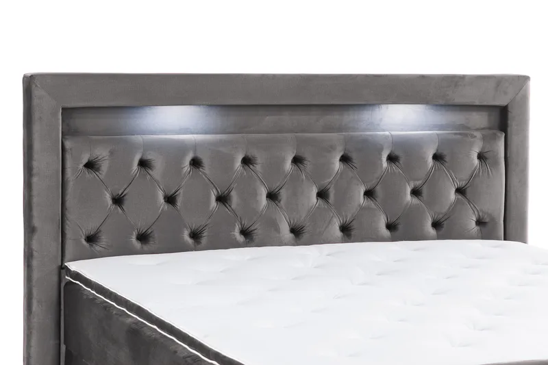 Francisco Komplet Sengpakke med løfteopbevaring LED-belysning 180x200 - Mørkegrå - Møbler - Senge - Komplet sengepakke