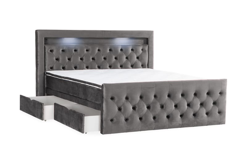 Francisco Sengepakke 160x200 med opbevaringsskuffe - Mørkegrå - Komplet sengepakke - Seng med opbevaring