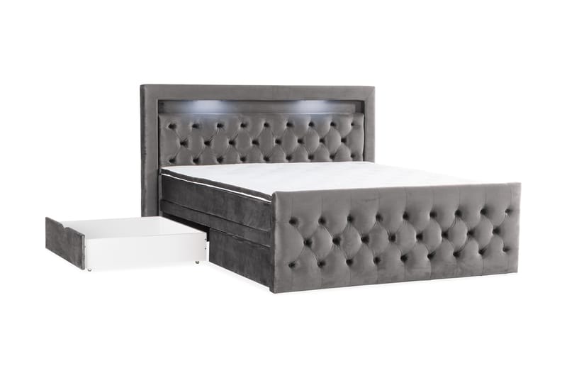 Francisco Sengepakke 160x200 med opbevaringsskuffe - Mørkegrå - Komplet sengepakke - Seng med opbevaring