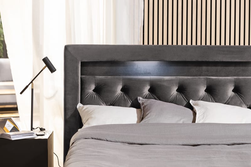 Francisco sengepakke 180x200 med opbevaring - Mørkegrå - Komplet sengepakke - Seng med opbevaring