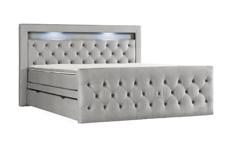 Francisco Sengepakke 180x200 med opbevaringsskuffe - Grå - Komplet sengepakke - Seng med opbevaring