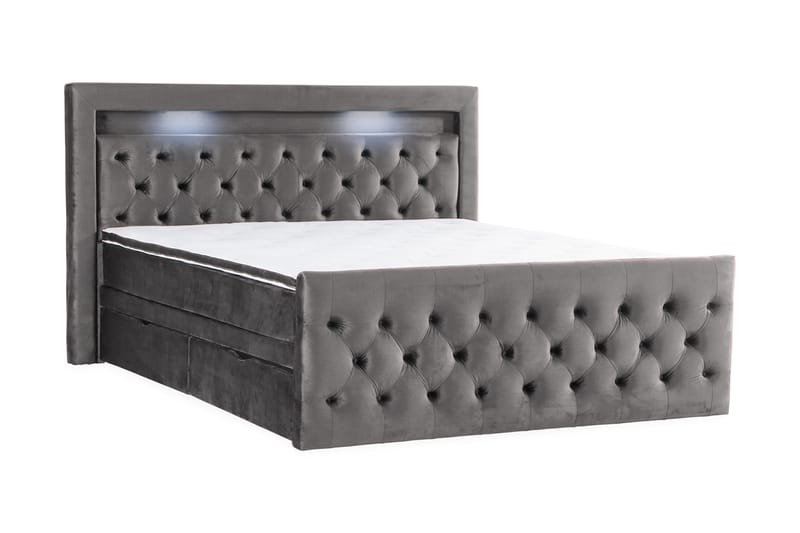 Francisco Sengepakke 180x200 med opbevaringsskuffe - Mørkegrå - Komplet sengepakke - Seng med opbevaring