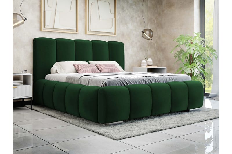 Gioia Opbevaringsseng 140x200 cm - Grøn - Møbler - Senge - Seng med opbevaring