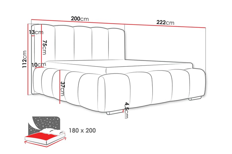 Gioia Opbevaringsseng 180x200 cm - Beige - Møbler - Senge - Seng med opbevaring