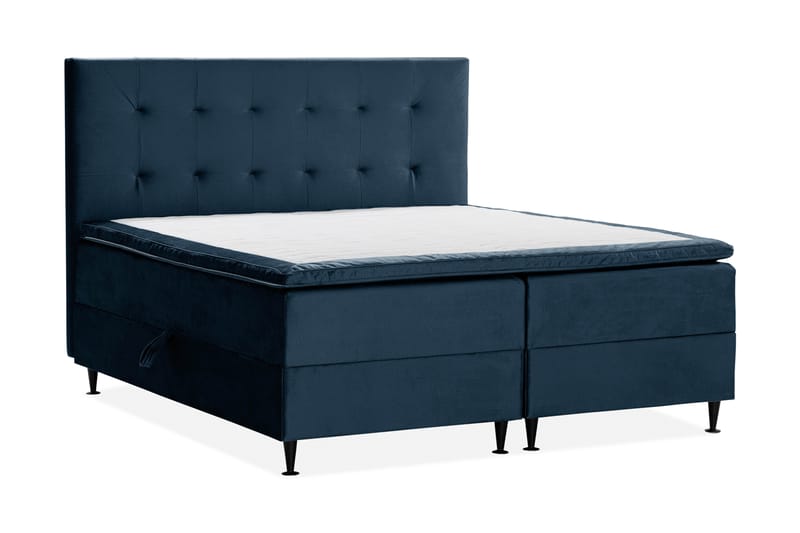 Happy Plus Sengepakke Opbevaringsseng 180x200 cm  - Mørkeblå - Komplet sengepakke - Seng med opbevaring