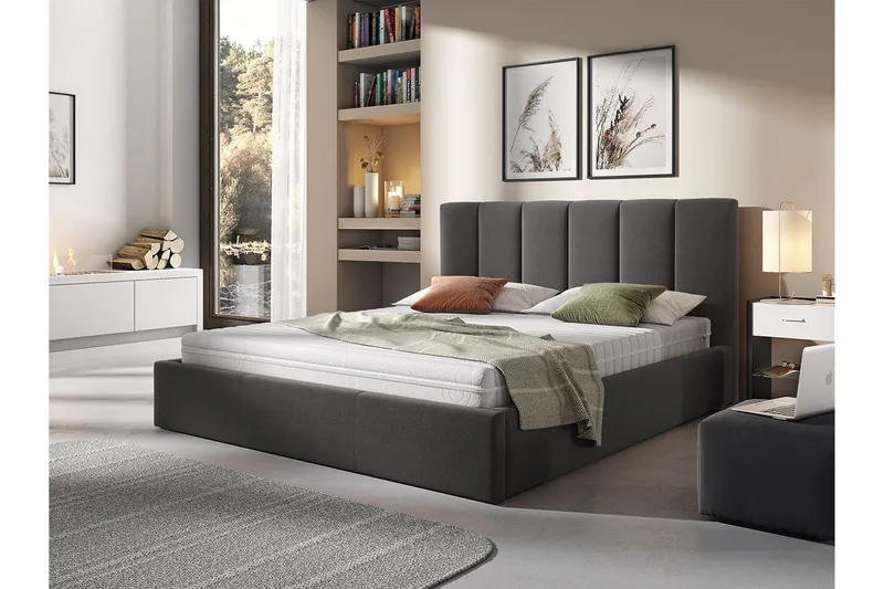 Karrouba Opbevaringsseng 180x200 cm - Mørkegrå - Møbler - Senge - Seng med opbevaring