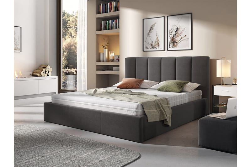 Karrouba Opbevaringsseng 180x200 cm - Mørkegrå - Møbler - Senge - Seng med opbevaring