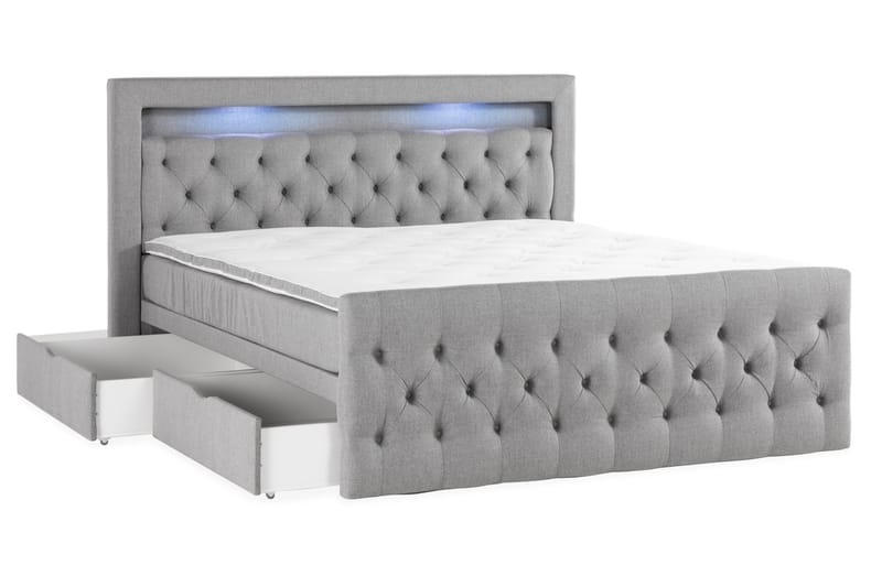 Kontinentalseng Cloud47 Francisco Sengepakke Grå Skuffer - Møbler - Senge - Seng med opbevaring