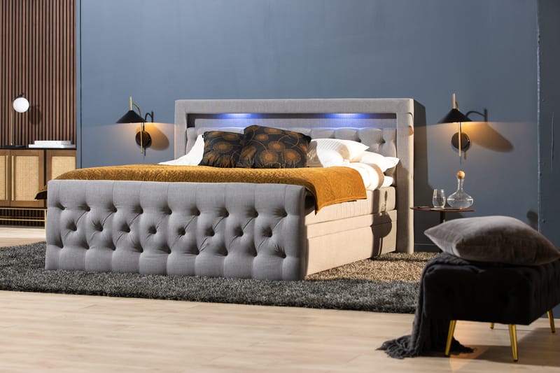 Kontinentalseng Cloud47 Francisco Sengepakke Grå Skuffer - Møbler - Senge - Seng med opbevaring