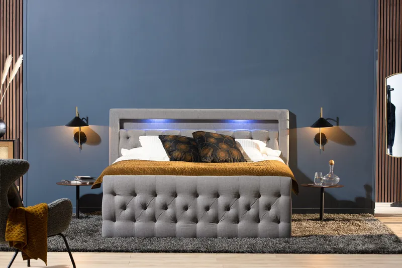 Kontinentalseng Cloud47 Francisco Sengepakke Grå Skuffer - Møbler - Senge - Seng med opbevaring