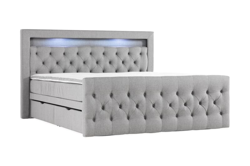 Kontinentalseng Cloud47 Francisco Sengepakke Grå Skuffer - Møbler - Senge - Seng med opbevaring