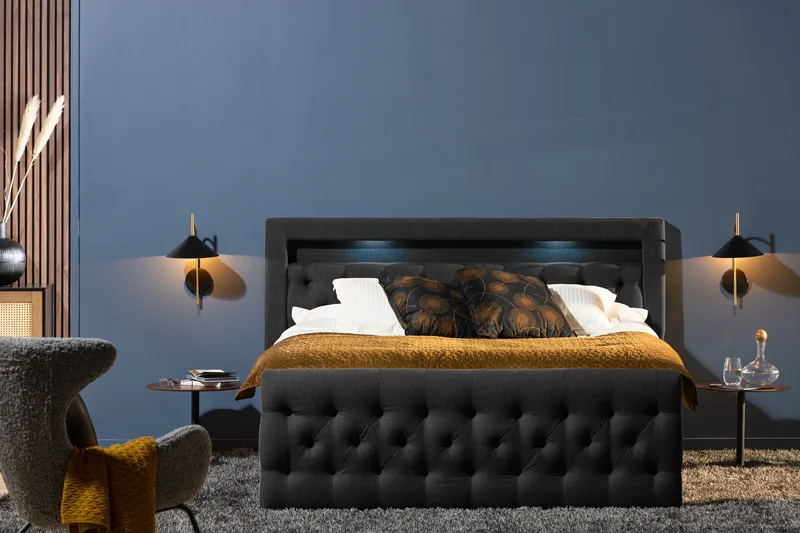 Kontinentalseng Cloud47 Francisco Sengepakke Sort Skuffer - Møbler - Senge - Seng med opbevaring