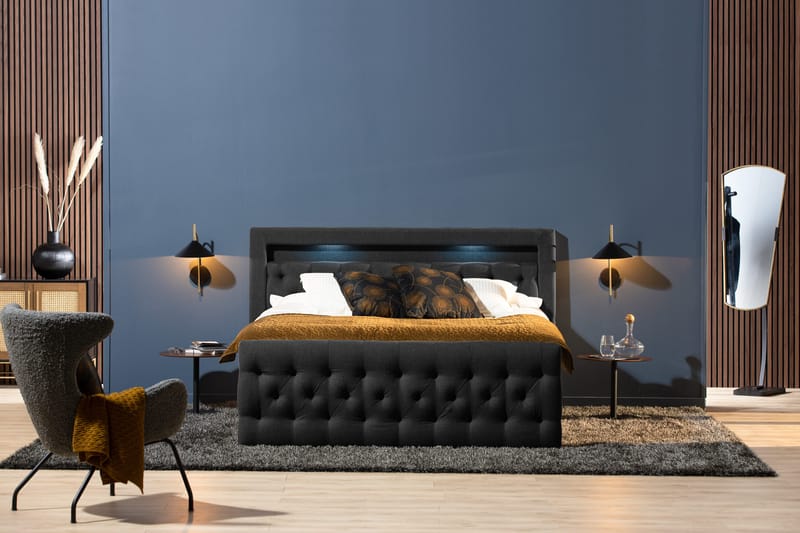 Kontinentalseng Cloud47 Francisco Sengepakke Sort Skuffer - Møbler - Senge - Seng med opbevaring