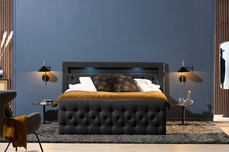 Kontinentalseng Cloud47 Francisco Sengepakke Sort Skuffer - Møbler - Senge - Seng med opbevaring