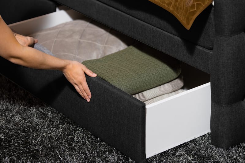 Kontinentalseng Cloud47 Francisco Sengepakke Sort Skuffer - Møbler - Senge - Seng med opbevaring