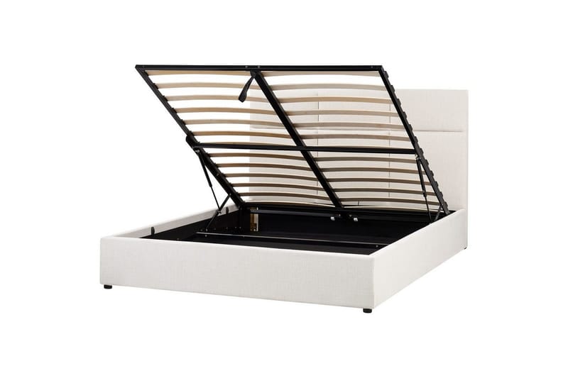 Seng med opbevaring Lagord - Off-white, Sort, 160x200 cm - Møbler - Senge - Sengeramme & sengestel