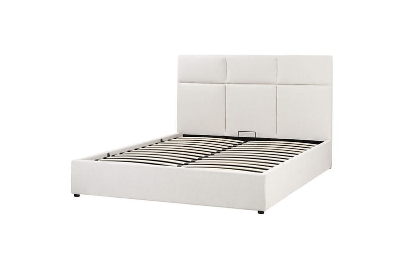 Seng med opbevaring Lagord - Off-white, Sort, 160x200 cm - Møbler - Senge - Sengeramme & sengestel