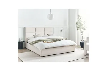 Seng med opbevaring Lagord - Off-white, Sort, 160x200 cm - Møbler - Senge - Sengeramme & sengestel