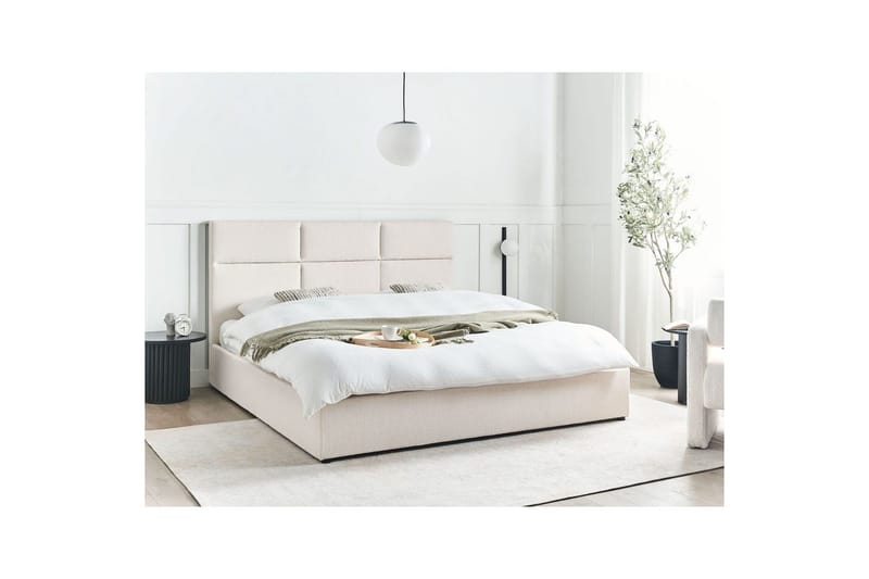 Seng med opbevaring Lagord - Off-white, Sort, 180x200 cm - Møbler - Senge - Sengeramme & sengestel