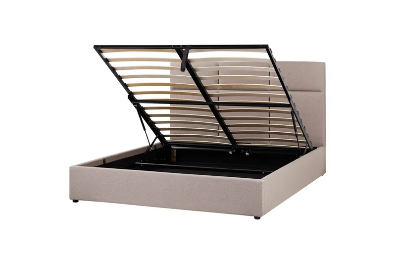 Seng med opbevaring Lagord - Taupe, sort, 160x200 cm - Møbler - Senge - Sengeramme & sengestel