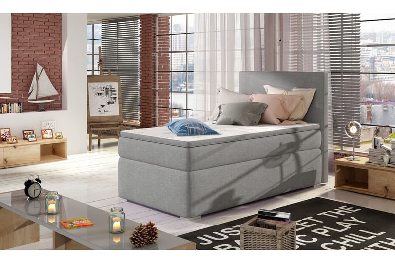 Larrimbe Opbevaringsseng 90x200 cm venstre - Grå - Møbler - Senge - Seng med opbevaring