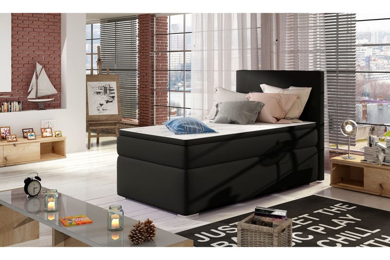 Larrimbe Opbevaringsseng 90x200 cm venstre - Sort - Møbler - Senge - Seng med opbevaring