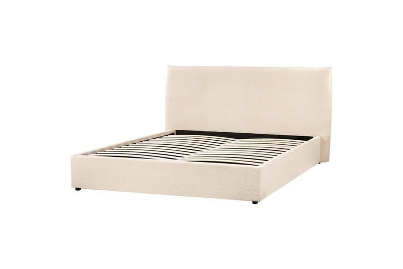Seng med opbevaring Lavaur - Beige/Bouclé, Beige/bouclé, 160x200 cm - Møbler - Senge - Sengeramme & sengestel