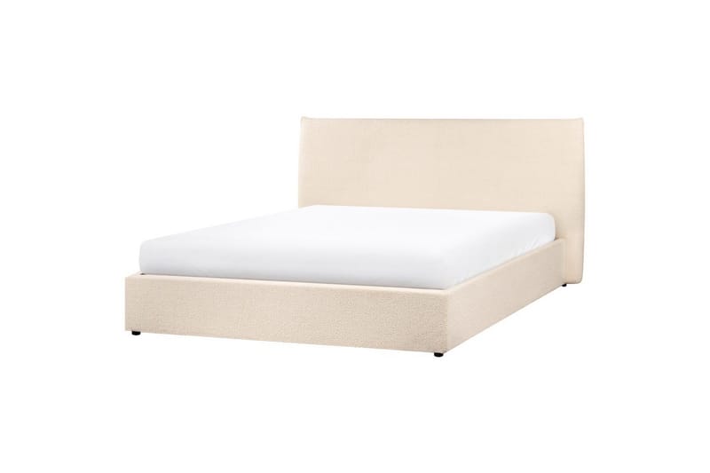 Seng med opbevaring Lavaur - Beige/Bouclé, Beige/bouclé, 160x200 cm - Møbler - Senge - Sengeramme & sengestel