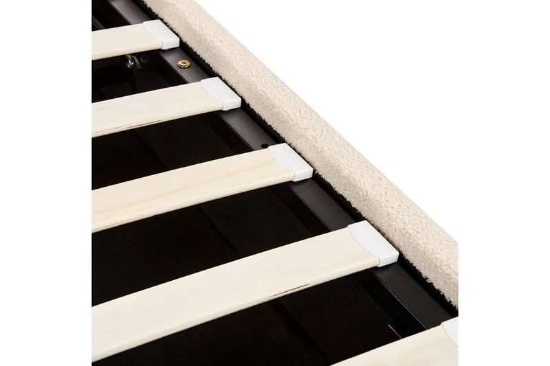 Seng med opbevaring Lavaur - Beige/Bouclé, Beige/bouclé, 160x200 cm - Møbler - Senge - Sengeramme & sengestel