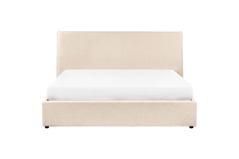 Seng med opbevaring Lavaur - Beige/Bouclé, Beige/bouclé, 160x200 cm - Møbler - Senge - Sengeramme & sengestel