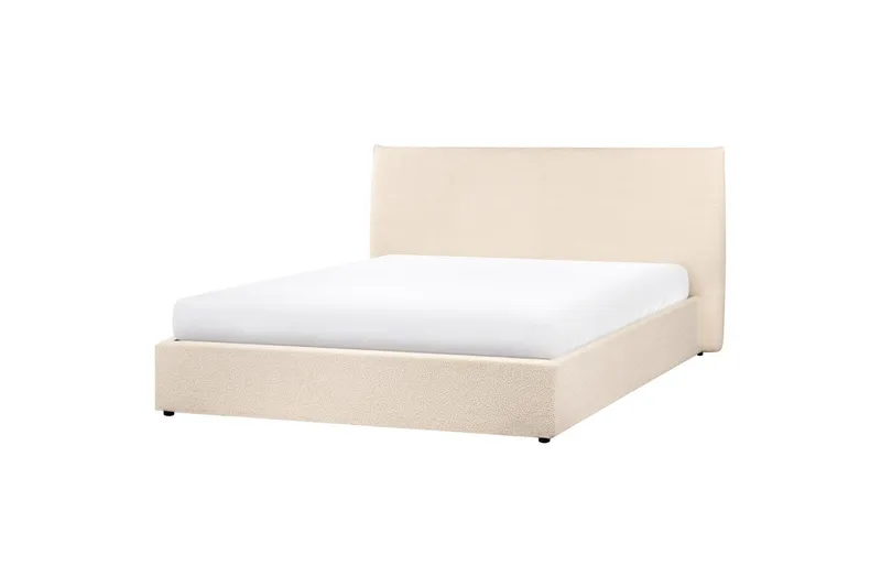 Seng med opbevaring Lavaur - Beige/Bouclé, Beige/bouclé, 160x200 cm - Møbler - Senge - Sengeramme & sengestel