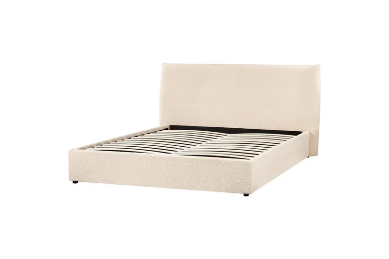Seng med opbevaring Lavaur - Beige/Bouclé, Beige/bouclé, 160x200 cm - Møbler - Senge - Sengeramme & sengestel