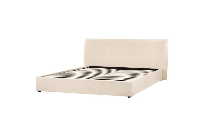 Seng med opbevaring Lavaur - Beige/Bouclé, Beige/bouclé, 180x200 cm - Møbler - Senge - Sengeramme & sengestel