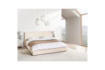 Seng med opbevaring Lavaur - Beige/Bouclé, Beige/bouclé, 180x200 cm - Møbler - Senge - Sengeramme & sengestel