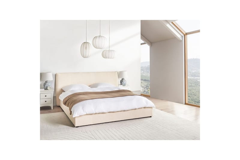Seng med opbevaring Lavaur - Beige/Bouclé, Beige/bouclé, 180x200 cm - Møbler - Senge - Sengeramme & sengestel
