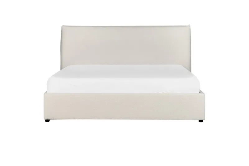 Seng med opbevaring Lavaur - Hvid/Bouclé, 160x200 cm - Møbler - Senge - Sengeramme & sengestel