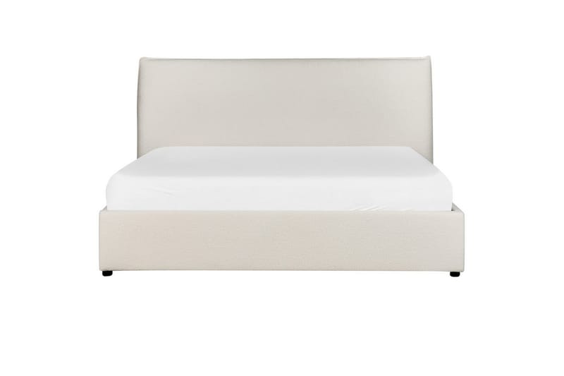 Seng med opbevaring Lavaur - Hvid/Bouclé, 160x200 cm - Møbler - Senge - Sengeramme & sengestel