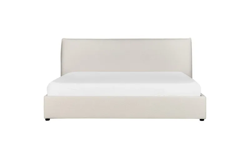 Seng med opbevaring Lavaur - Hvid/Bouclé, 180x200 cm - Møbler - Senge - Sengeramme & sengestel