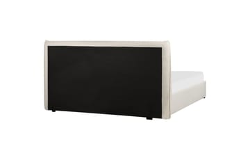 Seng med opbevaring Lavaur - Hvid/Bouclé, 180x200 cm - Møbler - Senge - Sengeramme & sengestel
