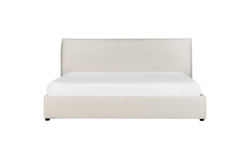 Seng med opbevaring Lavaur - Hvid/Bouclé, 180x200 cm - Møbler - Senge - Sengeramme & sengestel