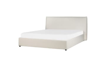 Seng med opbevaring Lavaur - Hvid/Bouclé, 180x200 cm - Møbler - Senge - Sengeramme & sengestel