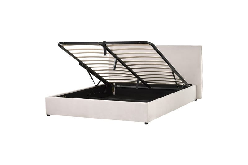 Seng med opbevaring Lavaur, Hvid/Fløjl, 160x200 cm