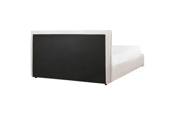 Seng med opbevaring Lavaur - Hvid/Fløjl, 160x200 cm - Møbler - Senge - Sengeramme & sengestel