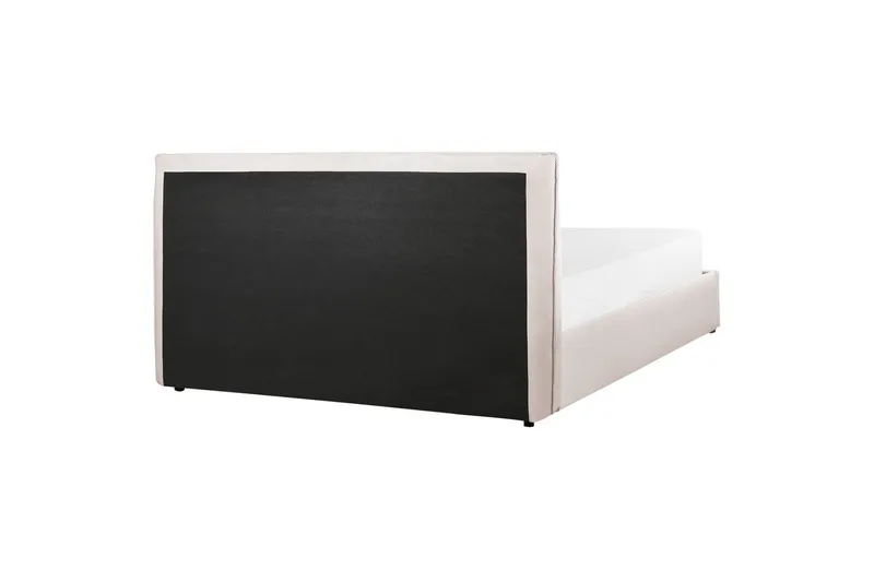 Seng med opbevaring Lavaur - Hvid/Fløjl, 160x200 cm - Møbler - Senge - Sengeramme & sengestel